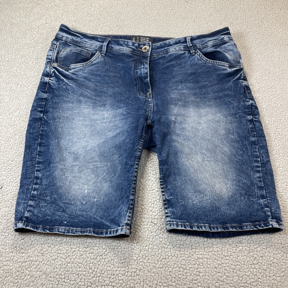 CECIL Denim Shorts Womens 36 Blue Bermuda Stretch Casual Mid Rise Jean Shorts